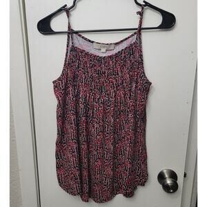 Ann Taylor Loft Camisole Floral Flowy Ditsy Red Pink Tank Top Womens Small